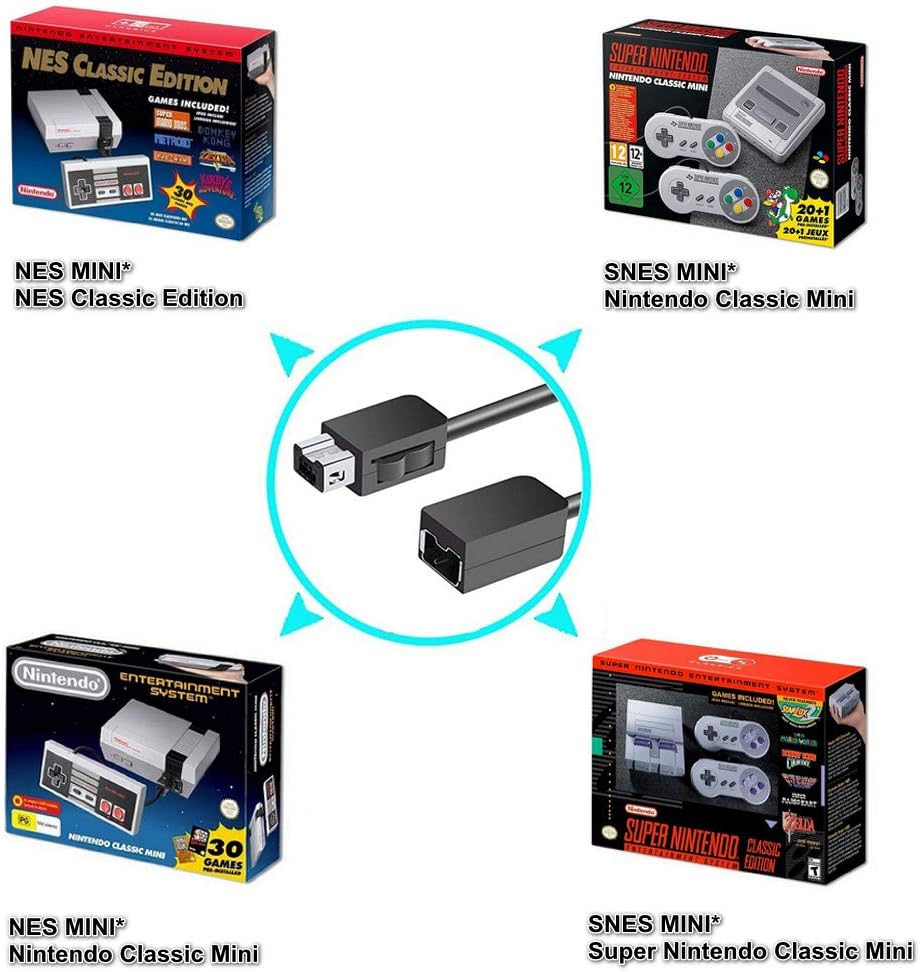 Classic Controller Extension Cable, 2-Pack 3M/10 ft Super NES Classic Extension Power Cord for Nintendo Super NES Classic Edition (2017) and Mini NES Classic Edition Controller (2016)