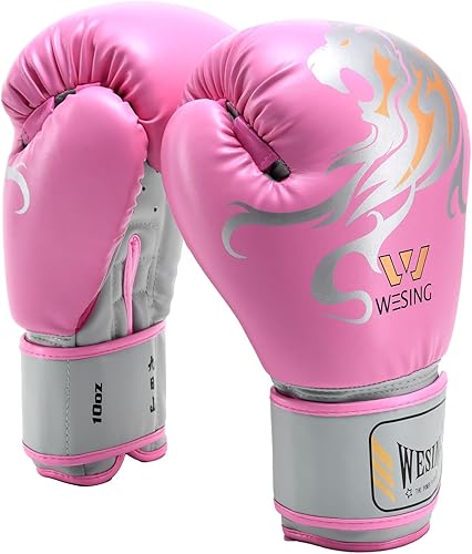 Wesing - Guantes de boxeo para mujer, guantes de entrenamiento de boxeo de 10 onzas, guantes de boxeo para saco de boxeo, kickboxing, Muay Thai, MMA