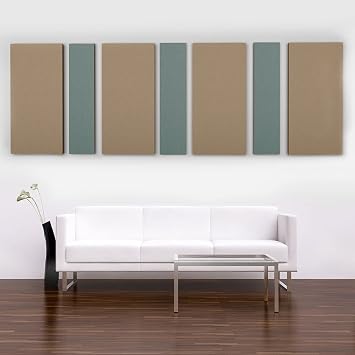Suede Pinstripe Acoustic Panel Wall Pack 7 pcs 34x1-Spa, 44x2-Khaki