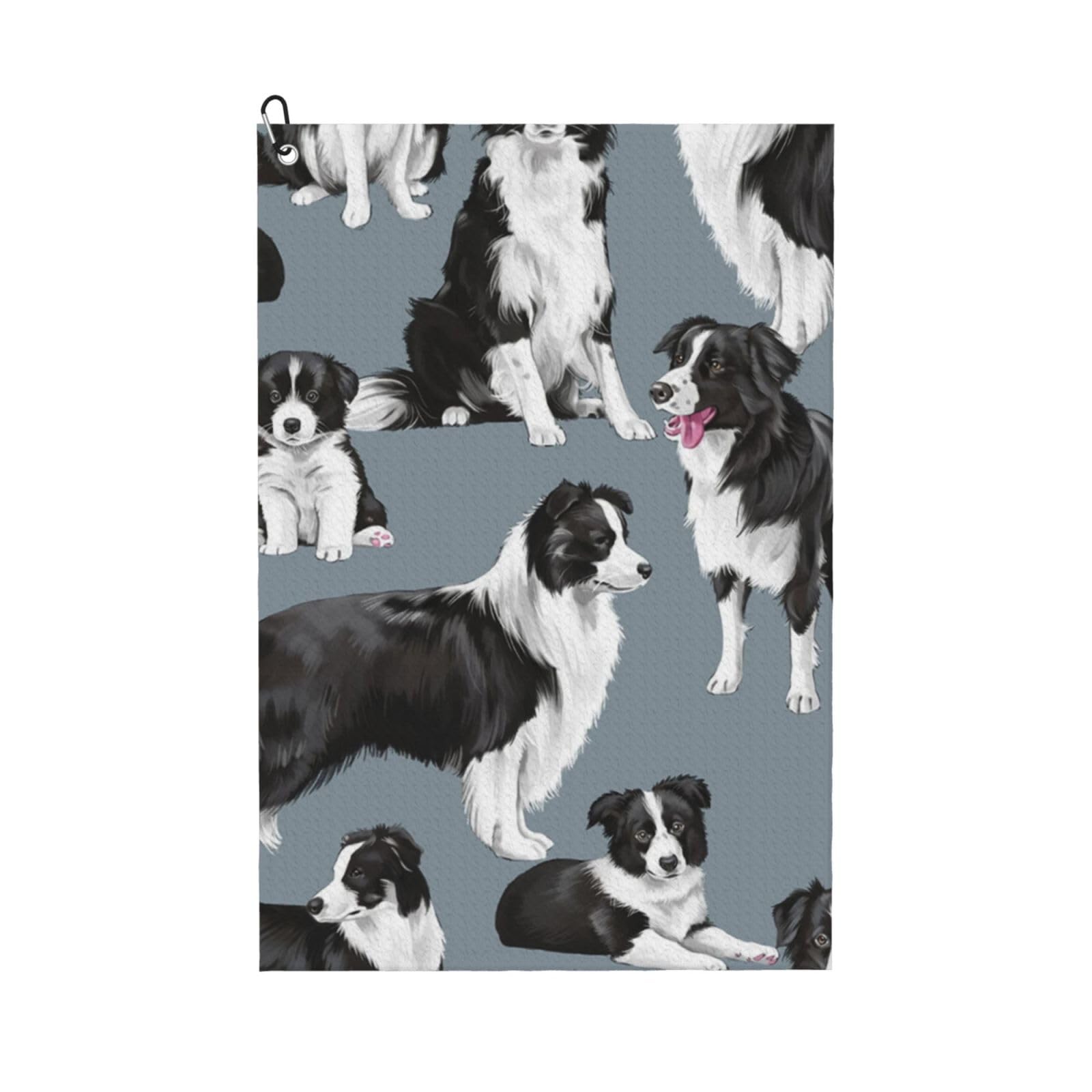 Hnnkloy Border Collies Blue, 16x24 in Portable Waffle Golf Towels with Carabiner Clip for Golf Bag