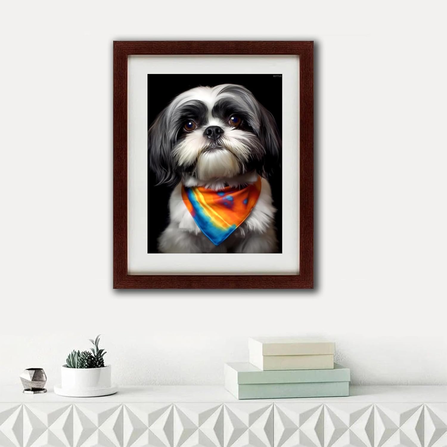 BDTTUG Shih Tzu Diamond Painting Kits for Adults, 5D Animal Diamond Art Painting Kits, Full Round Drill Black and White Shih Tzu Art Painting Kits, Diamond Painting for Home Wall Decor 12x16inch