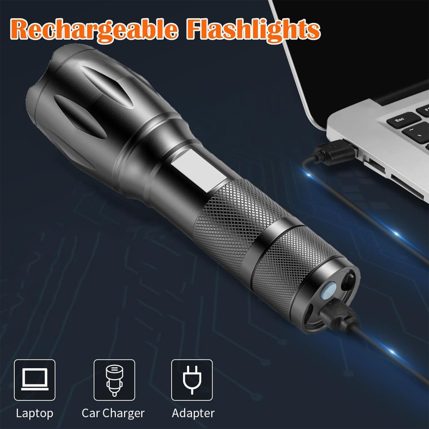 5 Pack Red Flashlight Rechargeable, Green Light Flashlight, Blue Light Flashlight，Long Range Powerful, 4 in 1 Multi-Color, White, Red, Blue and Green Lights, 4 Color Modes for Camping,Outdoor