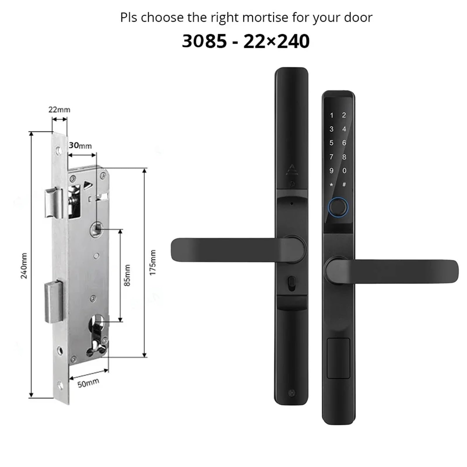 Serrure connectée, Poignée de serrure porte intelligente, étanche IP65, Ultra-mince, biométrique, à empreintes digitales, télécommande avec application gratuite(3085)