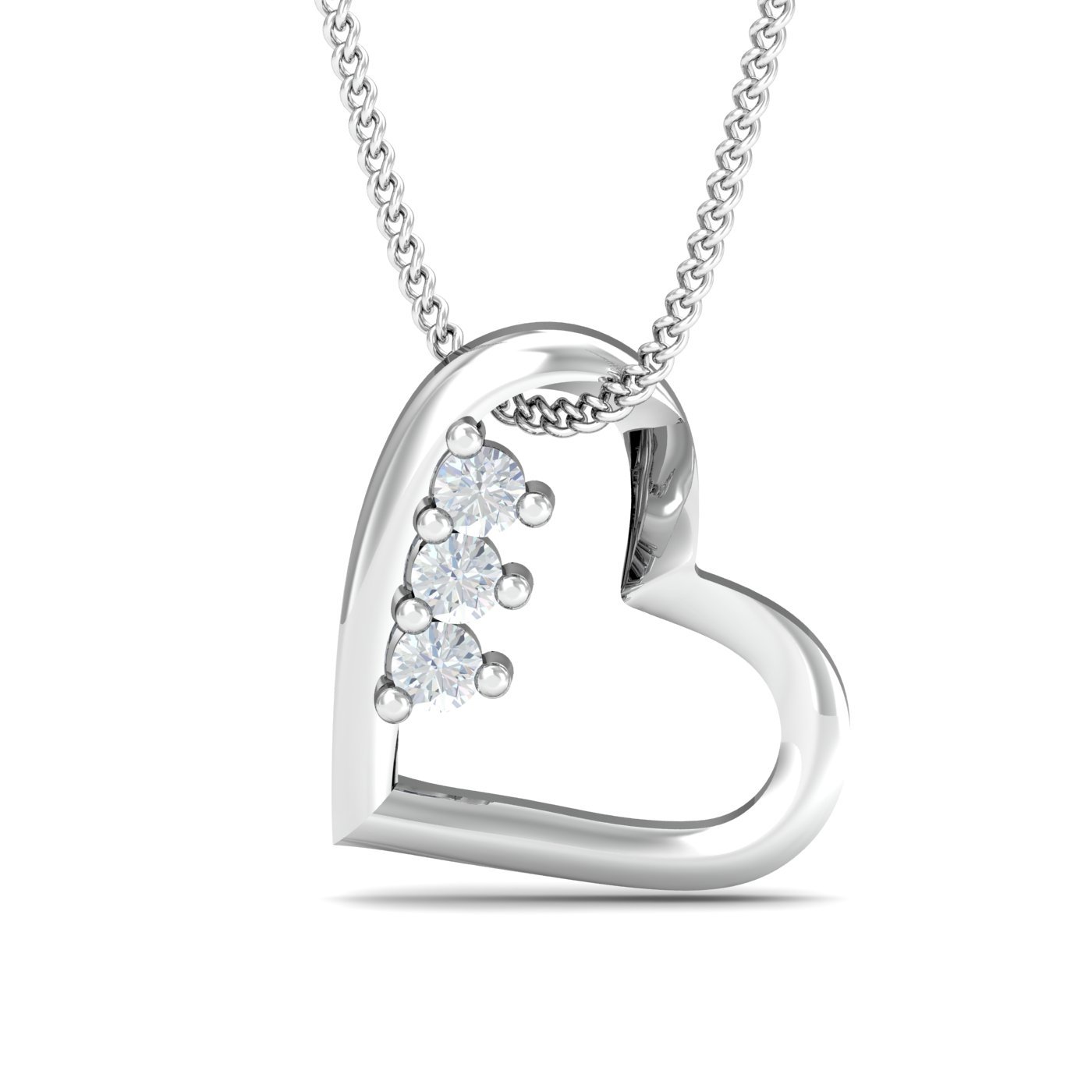 14KT White Gold Fall-in-Love Heart Pendant for Women-image-24
