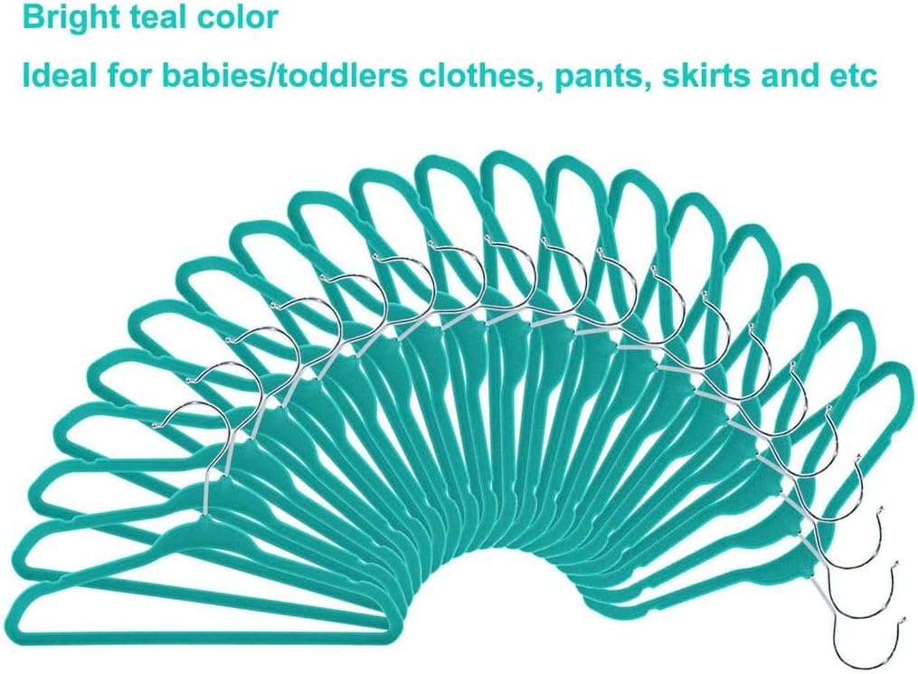 20 Pack Coat Hangers Cute Children's Flocking Hanger Household Non-Slip Hangers Ideal for Babies/Toddlers Clothes,Pants,Skirts(Red,B)