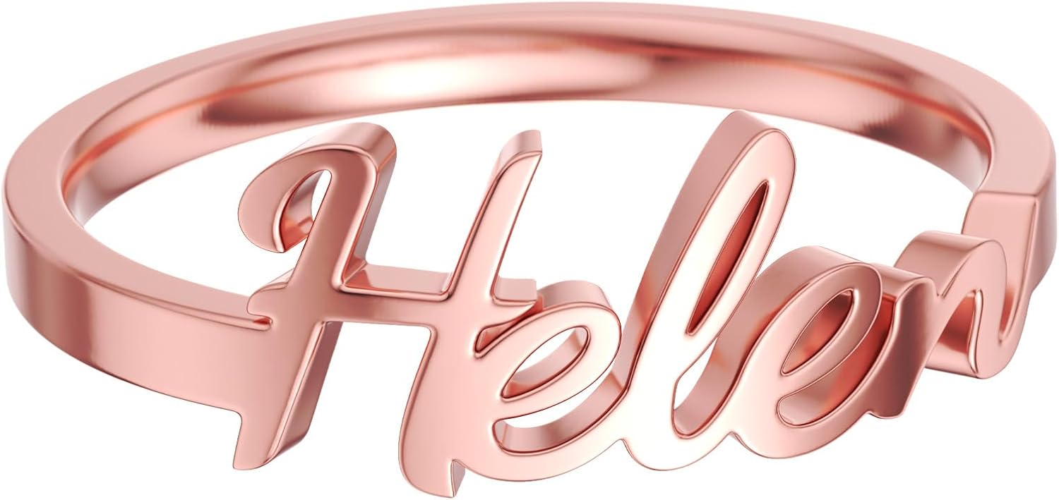 STINI Custom Name Rings for Women, 18K Gold Plated Jewelry Personalized Birthday Gifts for Women