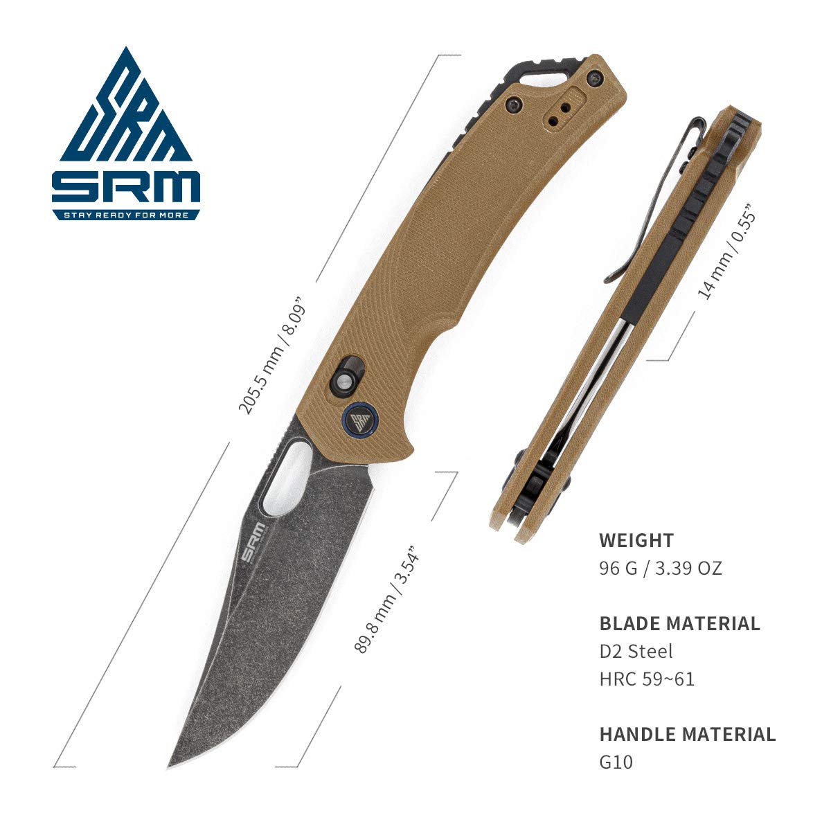 Amazon.com : SRM Folding Pocket Knife, 2-Position Pocket Clip
