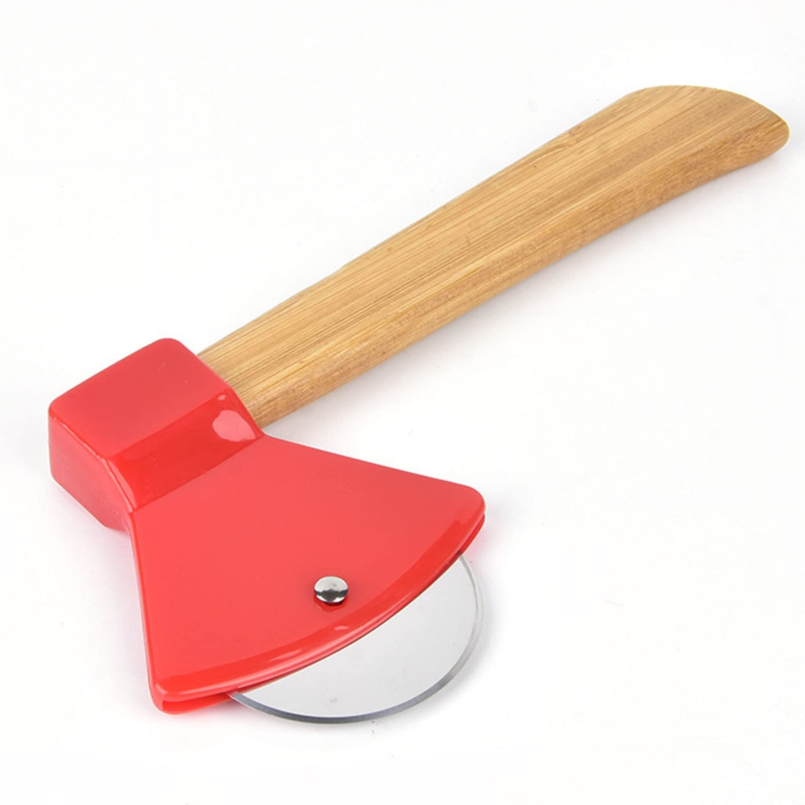 Pizza Cutting Wheels, Axe Shape Steel Pizza Knife with Ergonomic Handle and Rotating Blades Pizza Cutter for Home Kitchen Restaurants (Red)