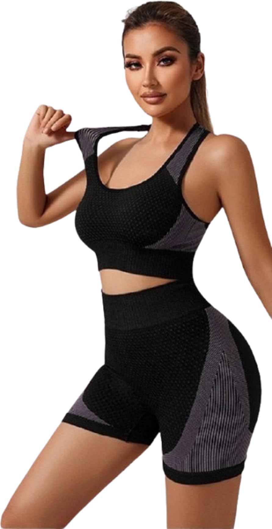 skgreen Combo Pack of Sports Bra & Shorts Gym Workout Set for Women Wire Free Padded Sports Bra with High Waist Shorts for Great Comfort Athleisure Yoga Wear-picture-35