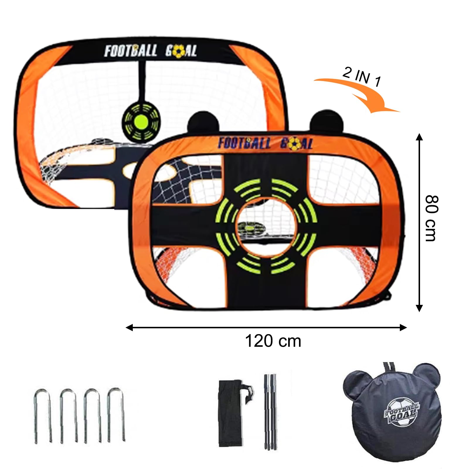 OIZENT Football Goal,Kids Football Goal Target Football Net Pop Up 2 In 1 Football Training Equipment,Portable and Foldable Goal Posts for Garden,Park,Beach,Outdoor,Indoor Kicking Fun - Image 2