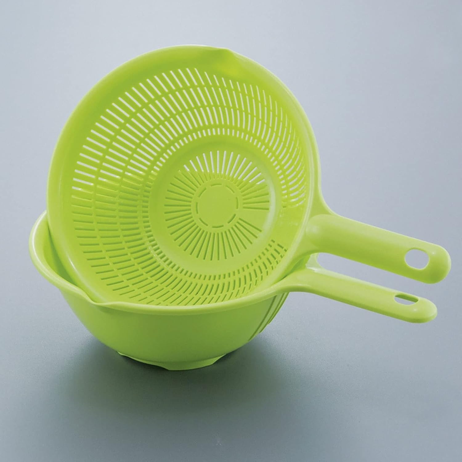 Plastic Colander with Handle Kitchen Double-layer Vegetable Drain Basket 2pcs Set of Mixed Salad Pasta Washing Fruits Veggie Storage(A)