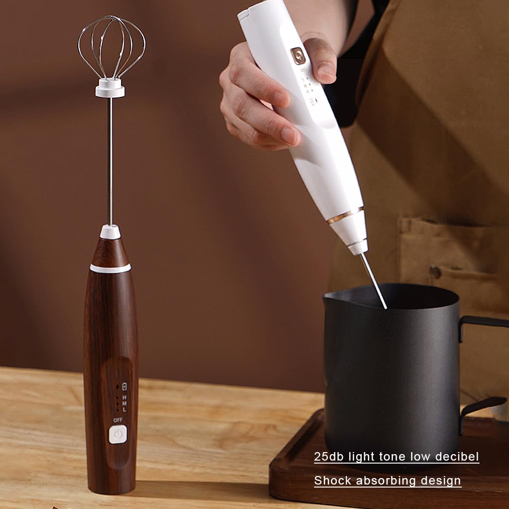 Set di 3 frustini per uova montalatte miscelatore elettrico in ABS con impugnatura maneggevole accessori per la casa ricarica USB gadget da cucina staccabile bianco