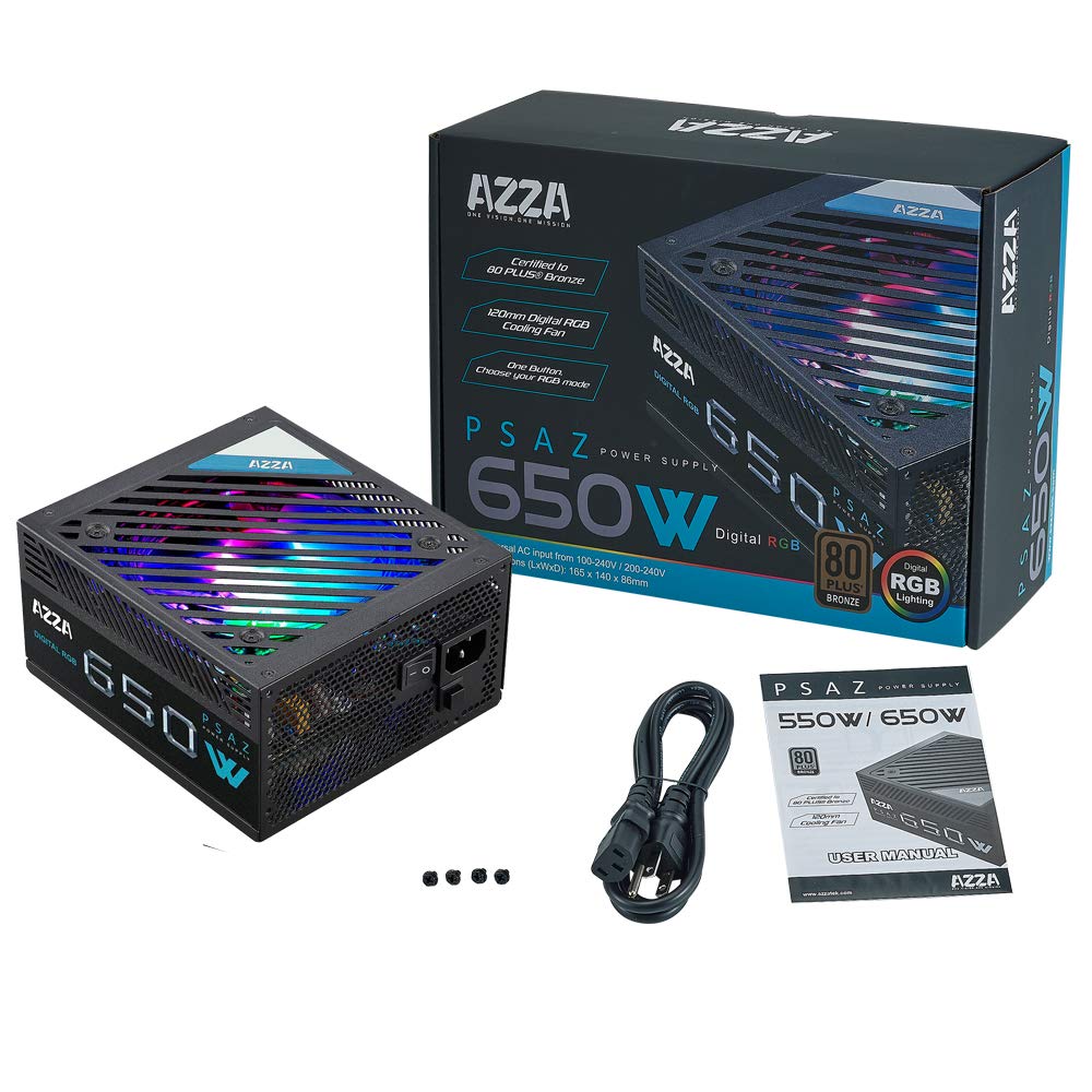 Azza ARGB - Alimentatore PC da 650 W, 2 x PCIe AD-Z650 (Digital RGB)