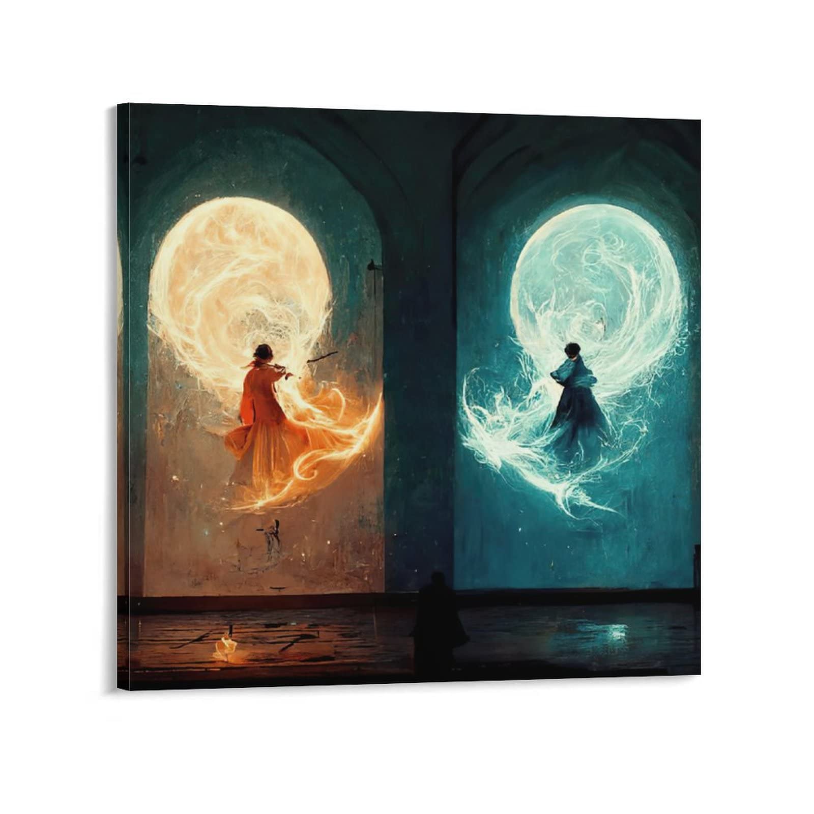 HEIQI Sun And Moon Gate Poster Midjourney AI Art Wallpaper Room Aesthetic Poster Print Art Wall Painting Canvas Posters Gifts Modern Bedroom Decor 12x12inch(30x30cm)