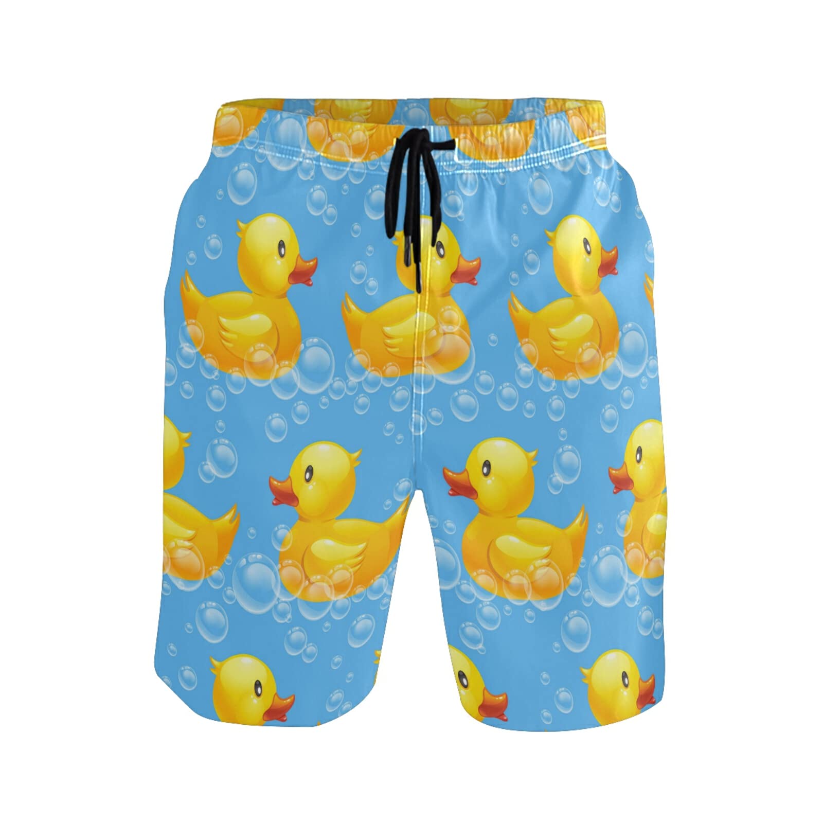 Linomo Men's Multicoloured Swim Shorts Cute Yellow Duck Swimming Trunks Beach Shorts Quick Dry Surfing Board Shorts For