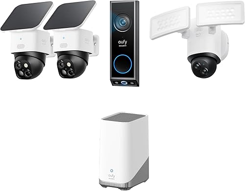 eufy Security SoloCam S340, cámaras de seguridad solares inalámbricas para exteriores, HomeBase S380, timbre de video E340 (alimentado por batería),