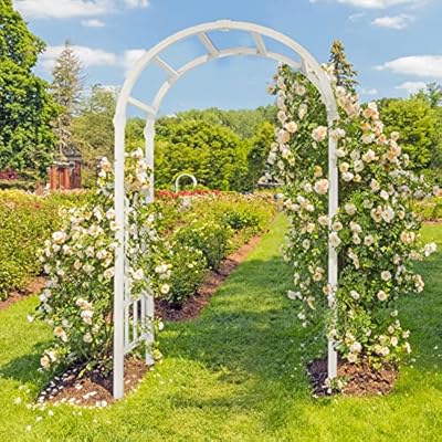 VINGLI Vinyl Garden Arbor, PVC Wedding Arch for Ceremony Party, Garden Trellis for Climbing Plants Outdoor, Arch Backdrop Stand for Garden, Backyard, Lawn