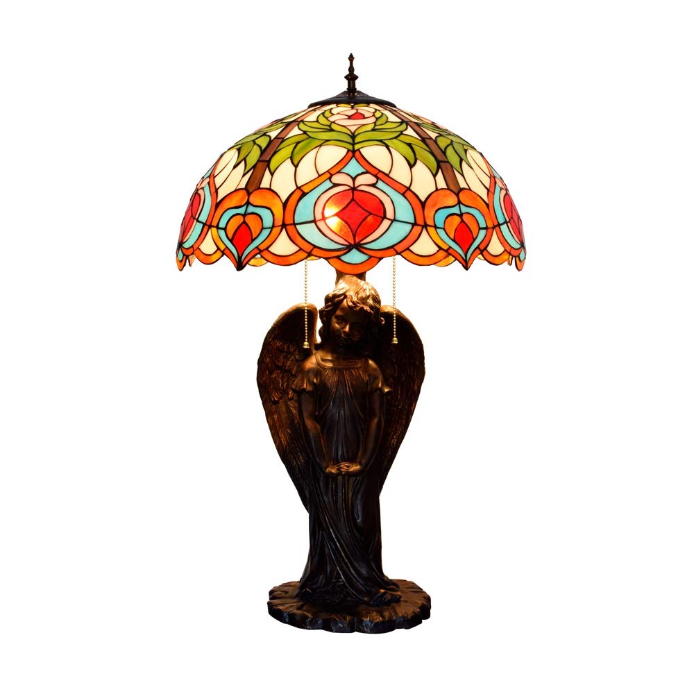 Aioneer Tiffany Pink Peach Glass Desk Lamp Angel Lamp Holder For Hotels Bars Restaurants Study Living Room Bedroom Room