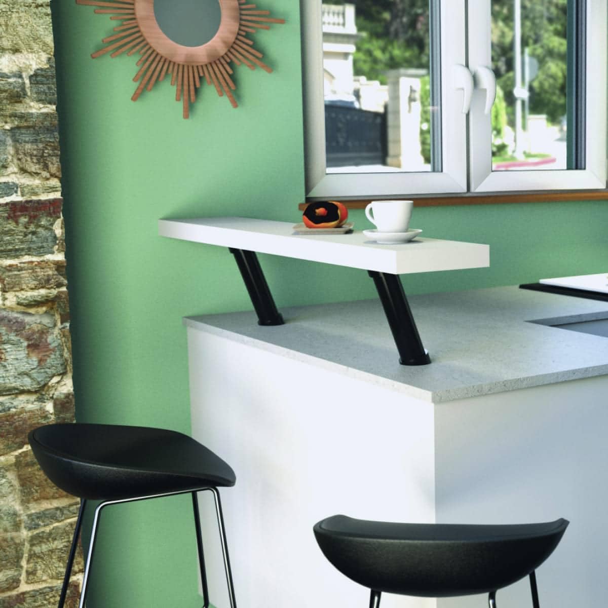 Nordlinger Pro 780101 2 Supports de Snack Rond Lux Finition Noire, Acier, Normal