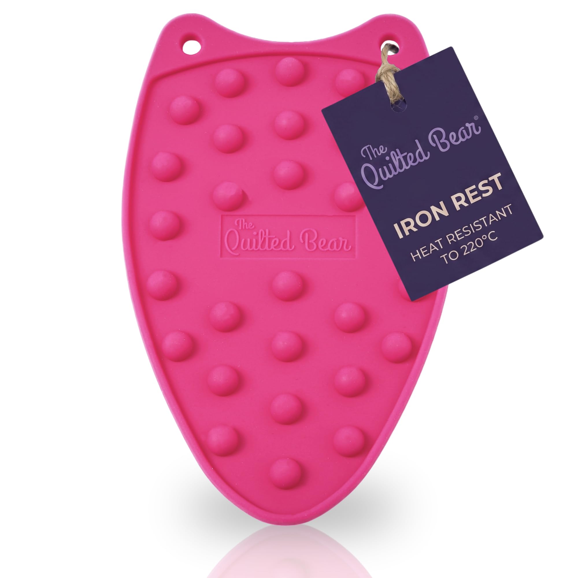 The Quilted Bear Mini Iron Rest - Silicone Heat Resistant Mat for Stress-Free Crafting, Sewing & Quilting Supplies - Durable and Protective Surface for Mini Iron (Pink)