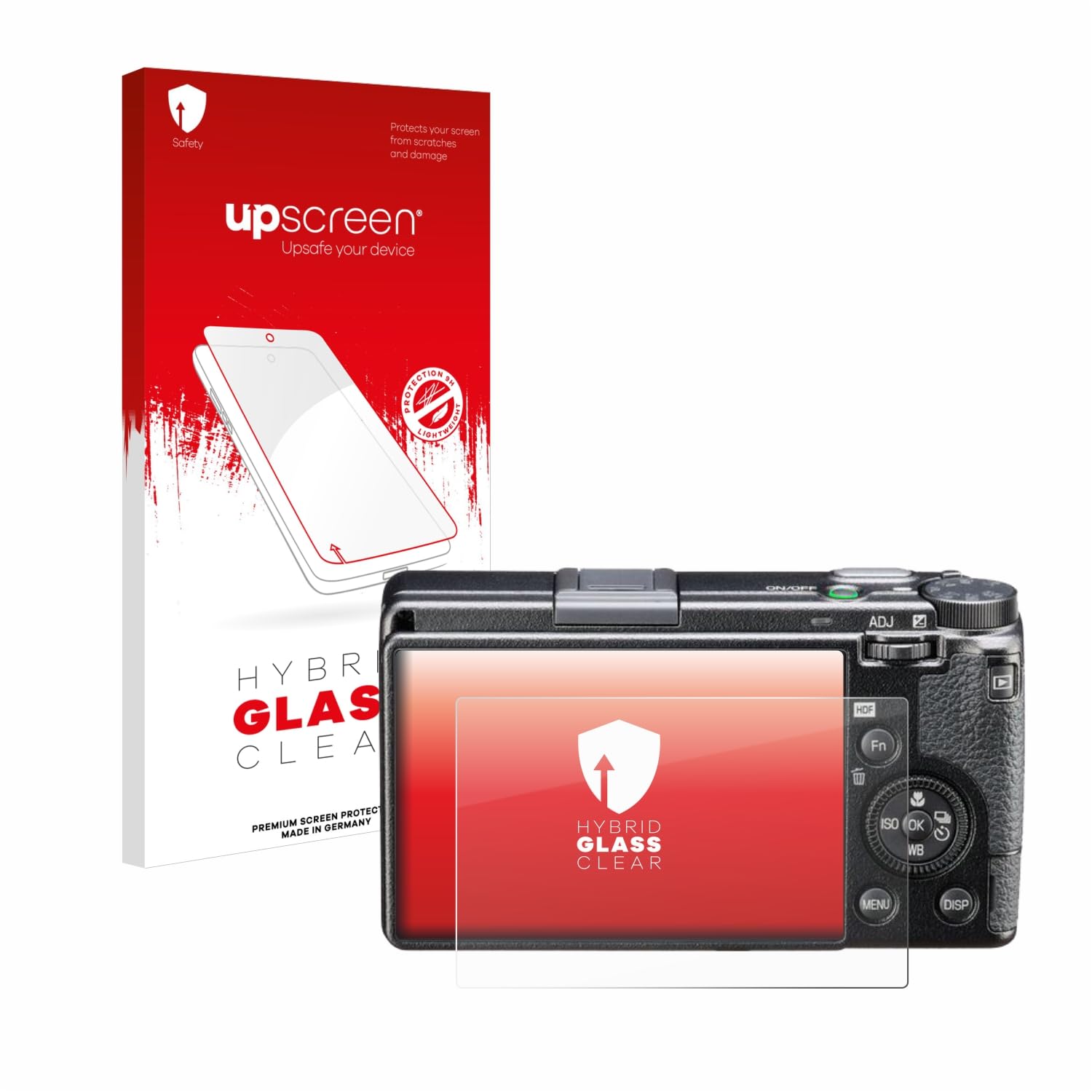 upscreen Screen Protector Film compatible with Ricoh GR III HDF - 9H Glass Protection, Extreme Scratch Resistant, 1-Pack, Clear