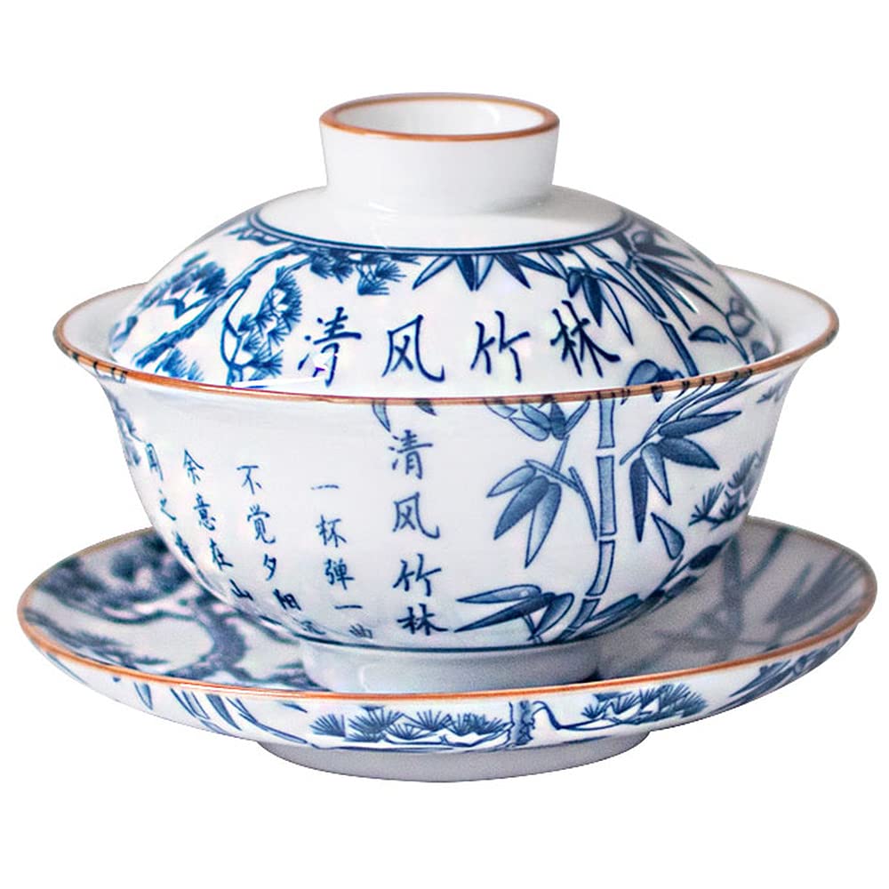 Gaiwan en porcelaine bleue et blanche de Jingdezhen pour service à thé Kung Fu traditionnel