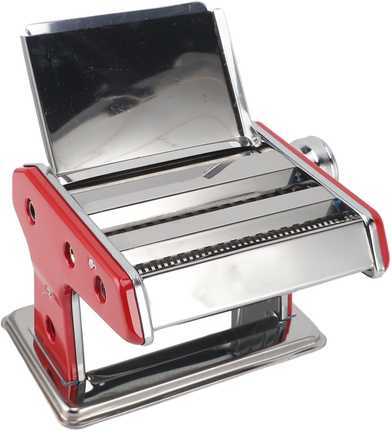 Focket Pasta Maker, 2MM 4MM Stainless Steel Pasta Roller with Manual Hand Crank Noodle Maker for Spaghetti Fettuccini Lasagna