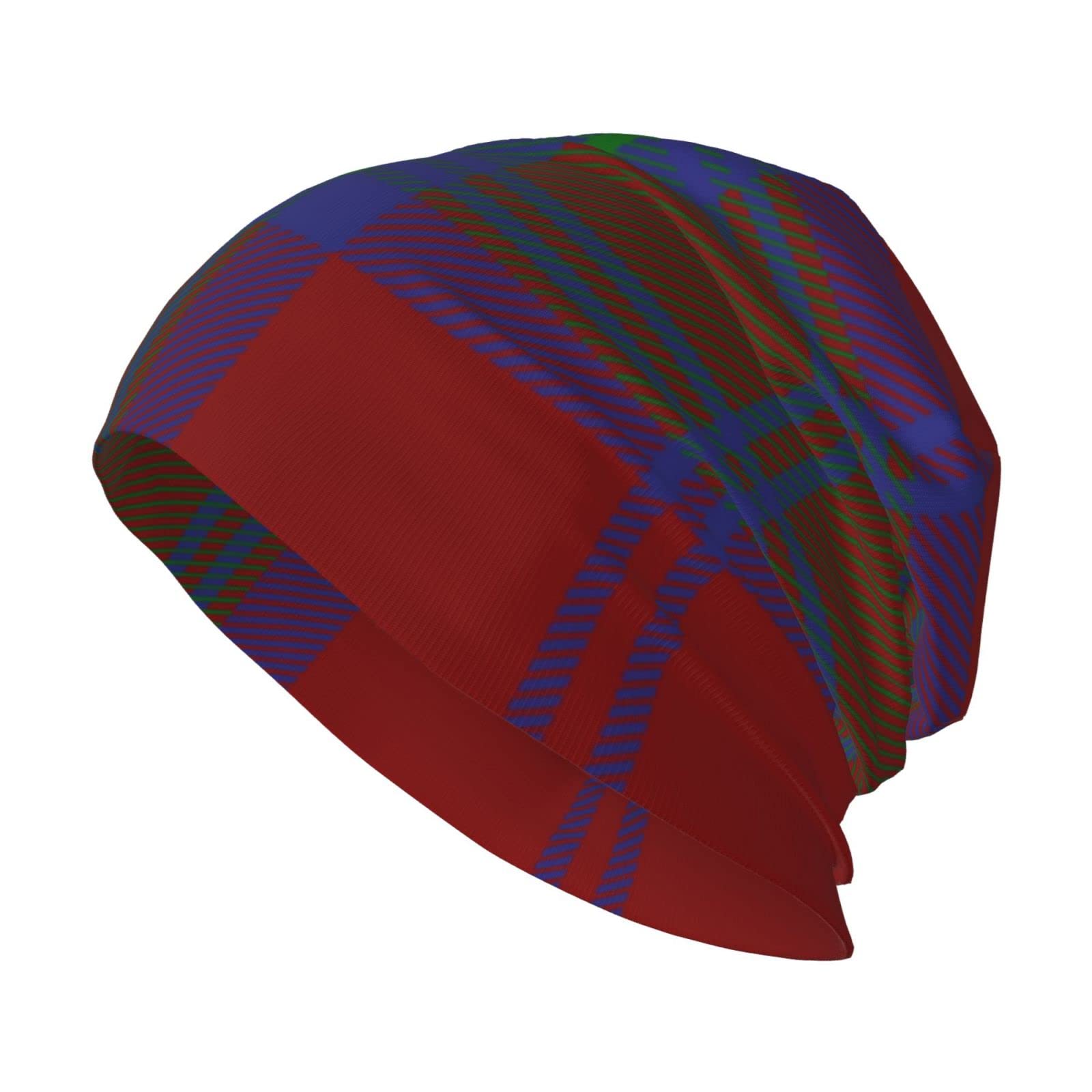 Oudrspo Unisex Clan Lindsay Tartan Beanie Hat Clan Livingstone Tartan Warm Slouchy Knit Hat Headwear Gift For Adult