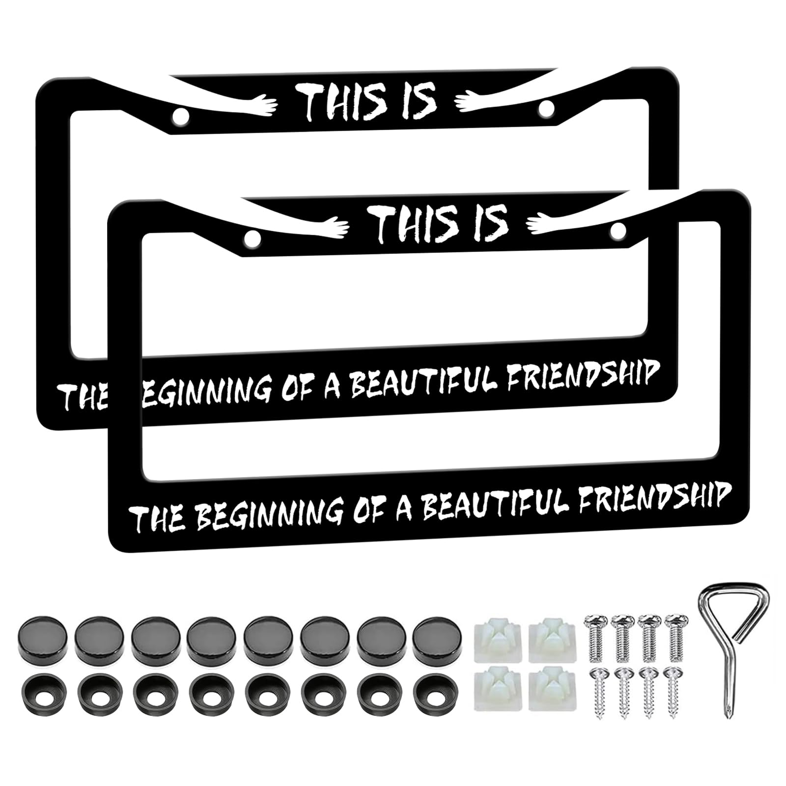 Personality License Plate Frame - 2PCS Funny Text Aluminum Metal License Plate Holder Covers, Rust-Proof Waterproof Car Decorative Tag Frames for Standard Us 12x6 Inch