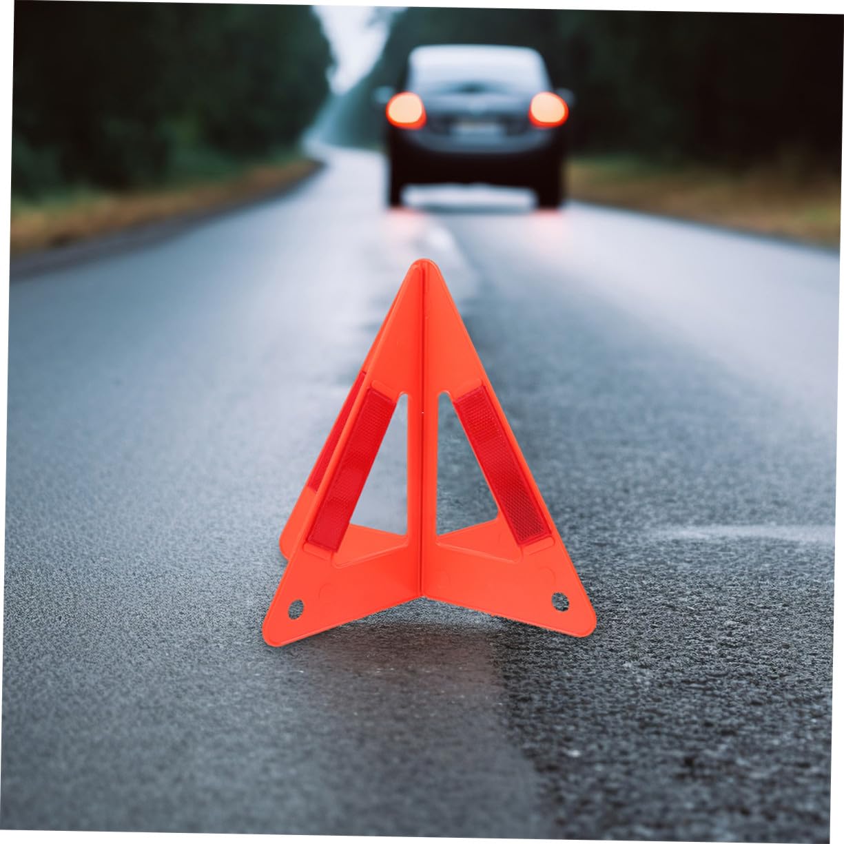 Triangolo di Segnalazione Rosso Pieghevole 3 Pezzi Plastico | Veicoli in Sosta, Struttura Stabile Superficie Riflettente, Formato a Triangolo