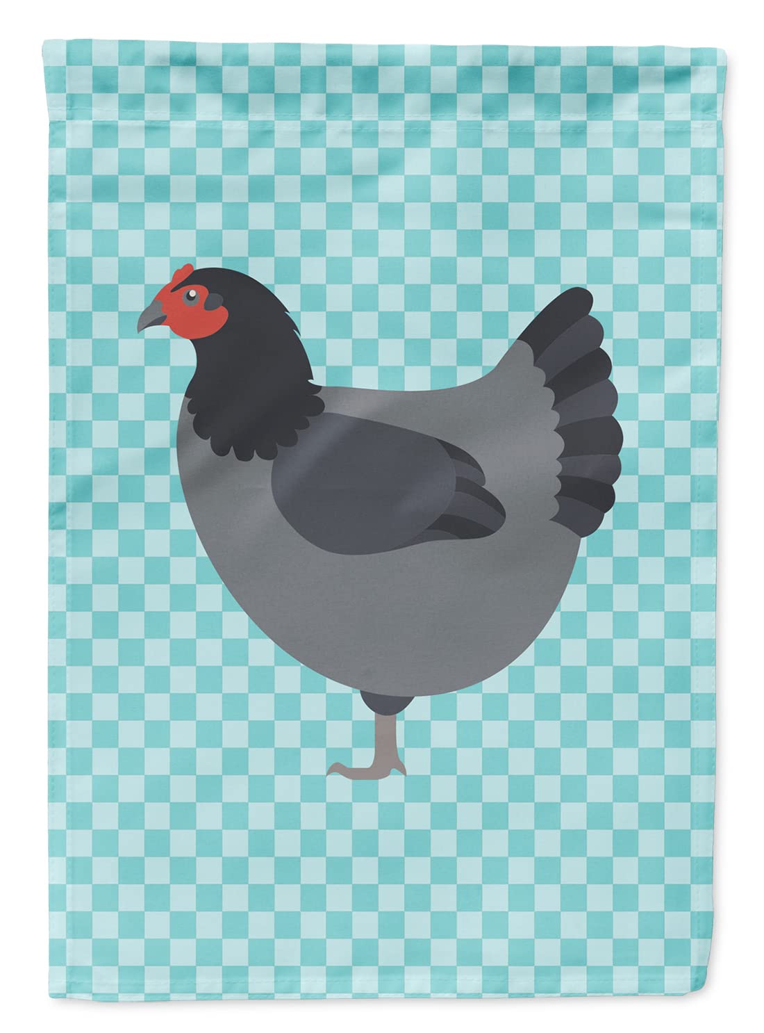 Caroline's Treasures BB8009GF Jersey Giant Chicken Blue Check Flag Garden Size , Small, multicolor