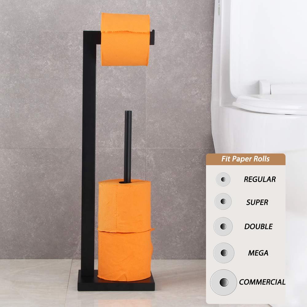 GERZWY SUS 304 Stainless Steel Toilet Paper Holder, Free Standing Lavatory Pedestal Toilet Paper Stand with Reserve - Image 3