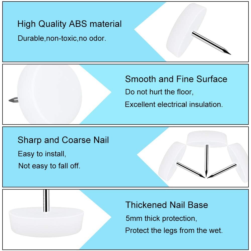 16 X Scivoli In Plastica Con Gomma E Chiodo | 30 Mm | Bianco - Foto 8