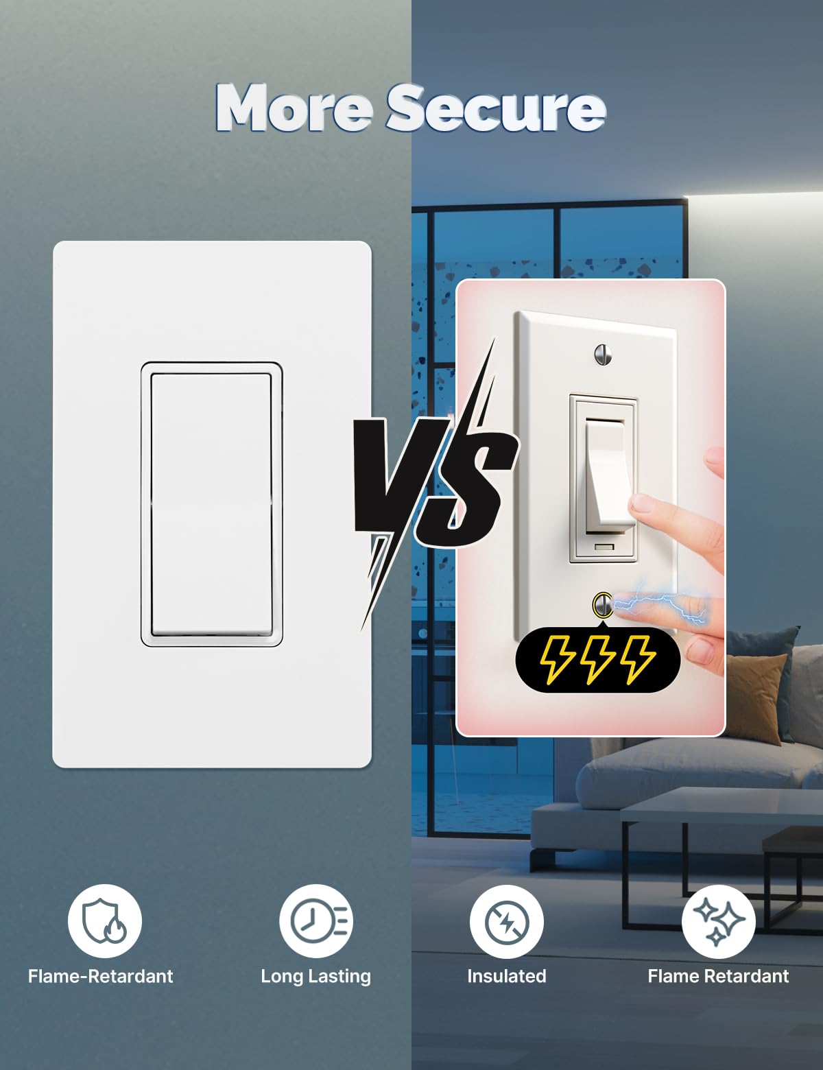 Snapklik.com : 12 Pack Paddle Rocker Light Switch,3 Way On Or Off Light ...