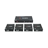 HDMI Extender Splitter 1x4 Over Single Cat5e/6 Ethernet Cable Up To 164ft. Supports PoC HDMI Loopout IR Control EDID Switch