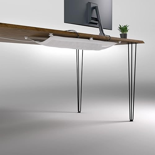 Miniatura 8 de Red de gestión de cables - Gestión de cables debajo del escritorio - Bandeja flexible para organizar cables debajo del escritorio, color blanco