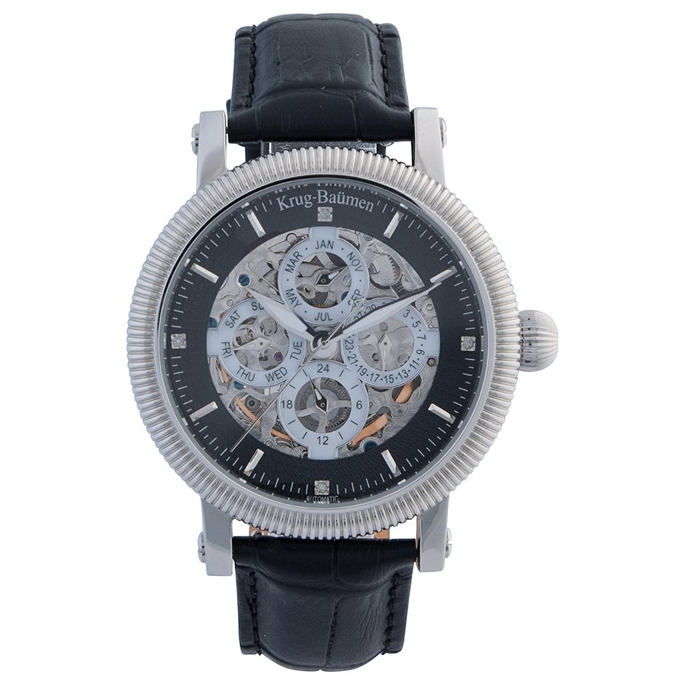 60211DM Mens Majestic Black Leather Strap Watch