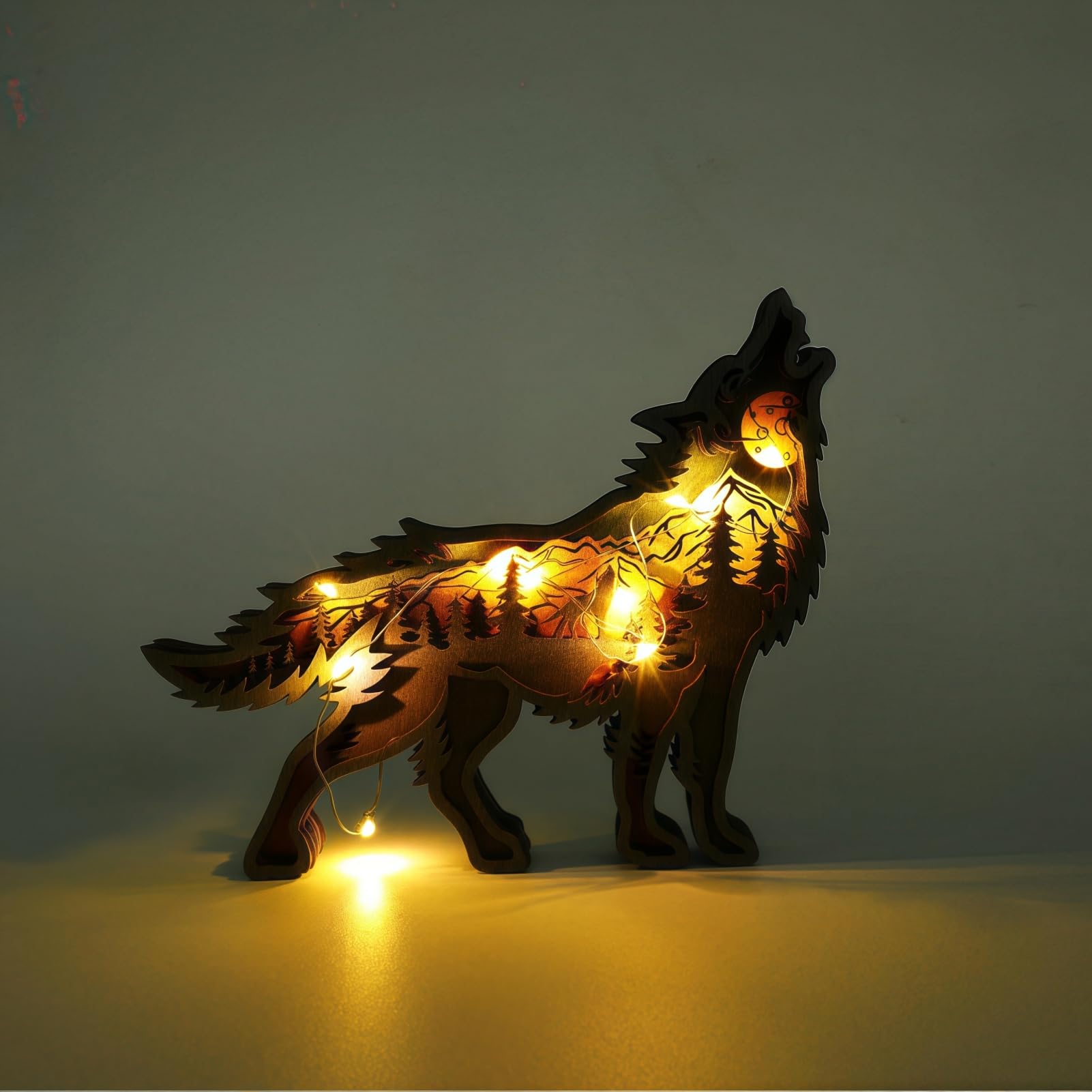 Drawelry 3D Wood Carving Animals Lamp Home Decorative - Image 2