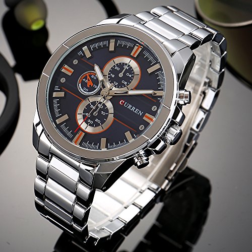 Image of CURREN Original Men's Sports Waterproof Stainless steel band quartz Wrist Watch 8274 (Silver blue)