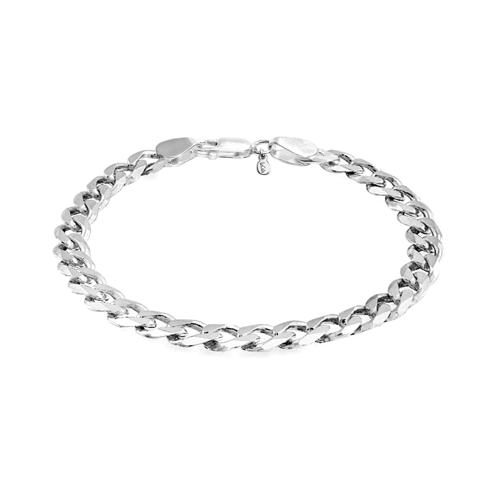 Solid 925 Sterling Silver Curb Chain Bracelet for Men | BIS Hallmarked 6mm, 7mm Diamond Cut Cuban Link Curb Chain Bracelet (7.5, 8, 8.5 & 9 Inches)-image-28