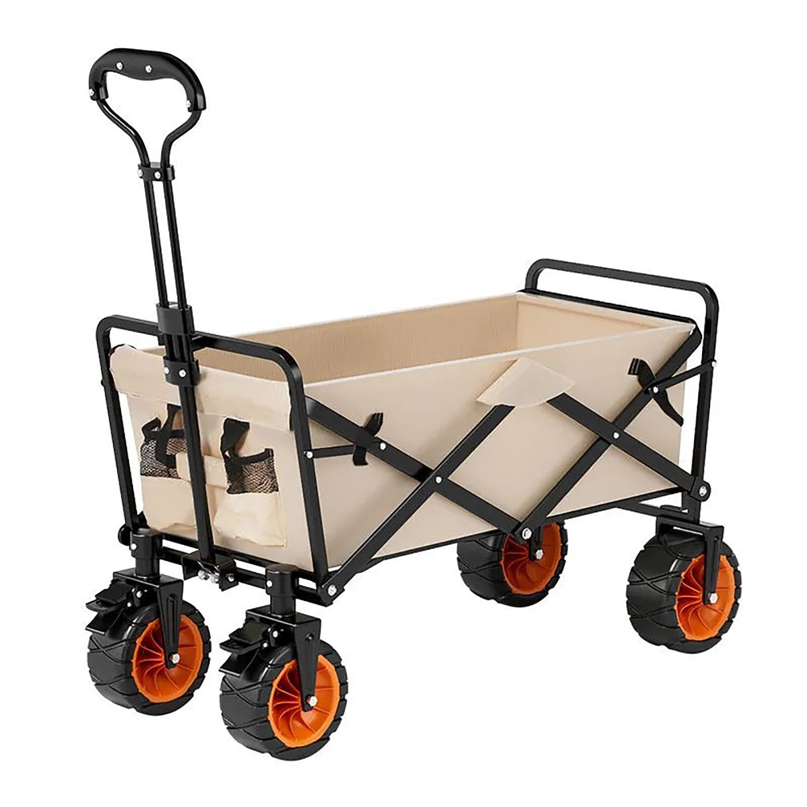 Carrello Pieghevole VLPFYGVT Con Freni E Tavolo Da Campeggio 5'', Ruote Robuste, Per Giardino, Spiaggia E Terreni Accidentati