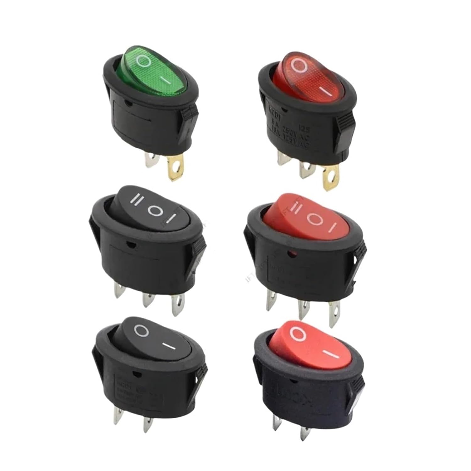 10Pcs 2D2P-RED KCD1 Oval Rocker Switch 10A Power Switch 6A 250V 10