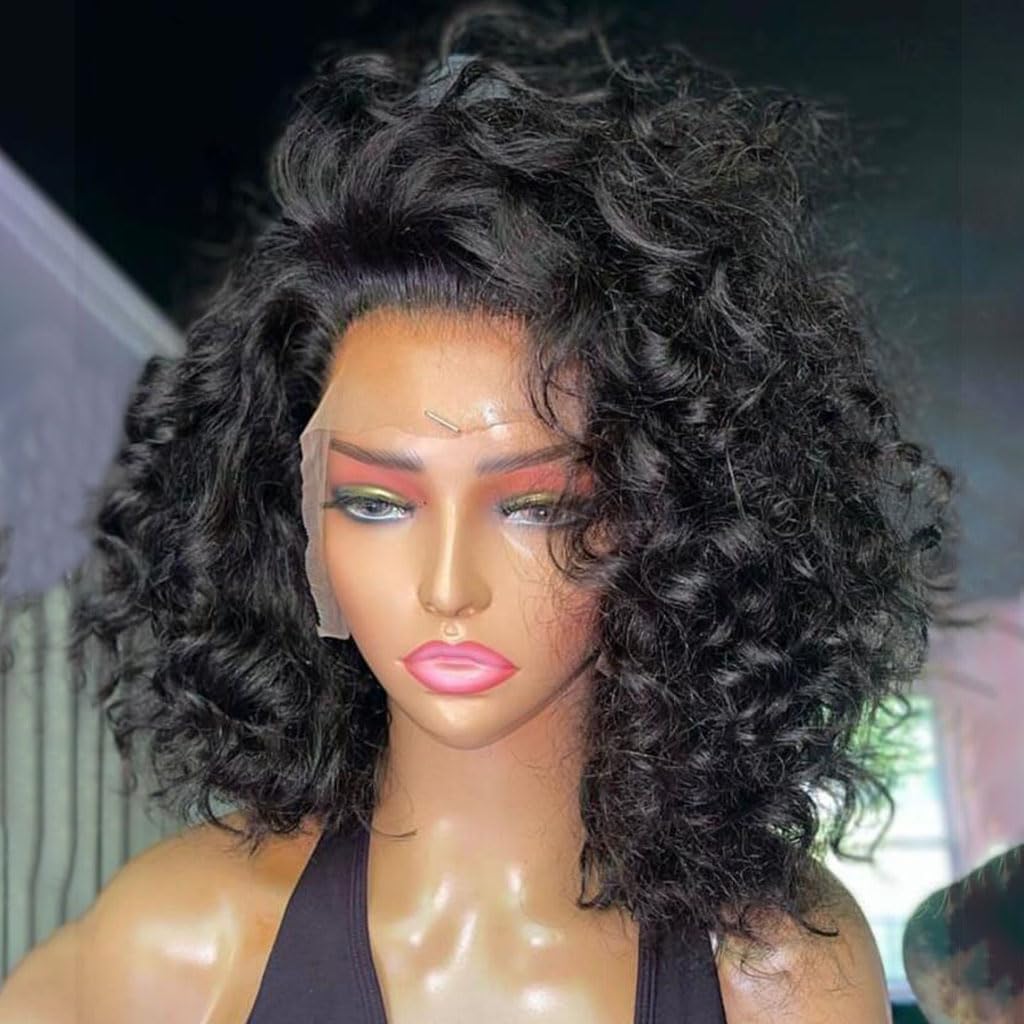 100% Human Hair Bob Wig 13x4 Lace Front Glueless Short Bob Wigs for Women 150 Amazon.com : Short Bob Wig Human Hair 13x4 HD Transparent  main image 2