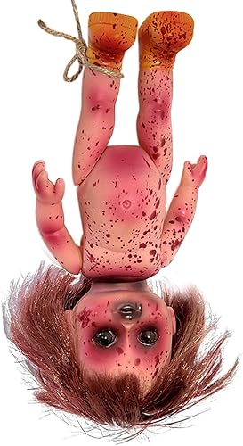 Decoración espeluznante de Halloween, muñeca de bebé zombi, juguete terrorista de casa encantada con sangre falsa realista espeluznante fantasma de