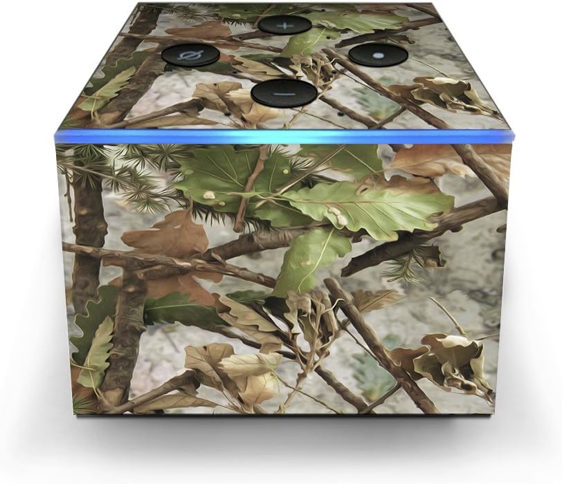 Skin Decal Vinyl Wrap for Amazon Fire TV Cube & Remote Alexa Stickers Skins Cover/Tree camo Real Oak