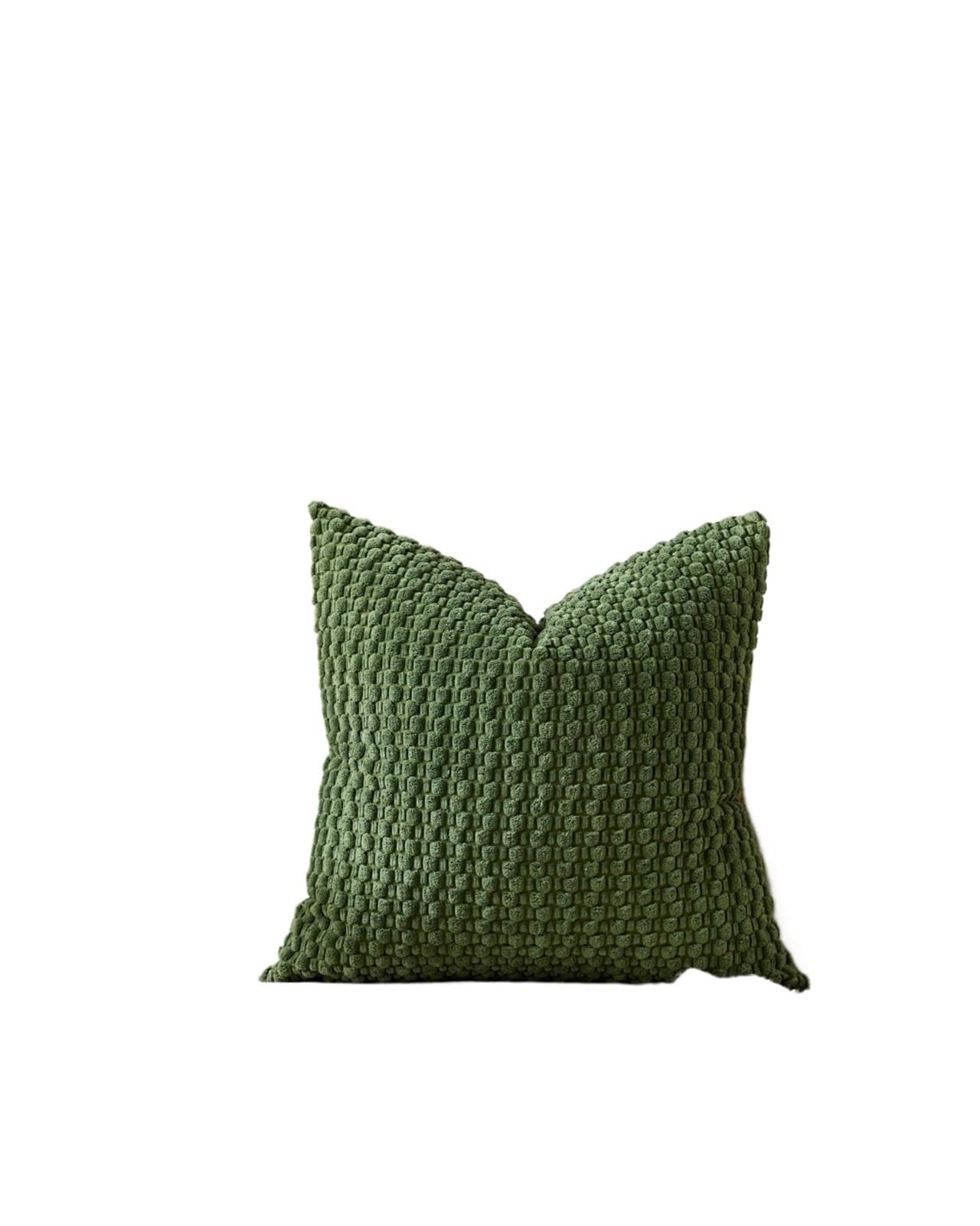 SPPEOUKJ Corduroy Cushion Cover Khaki Cushion Cover Striped 50x50CM Corduroy Pillowcase For Sofa Living Room Decor Pillow Case For Cushion(Dark Green,50x50CM)