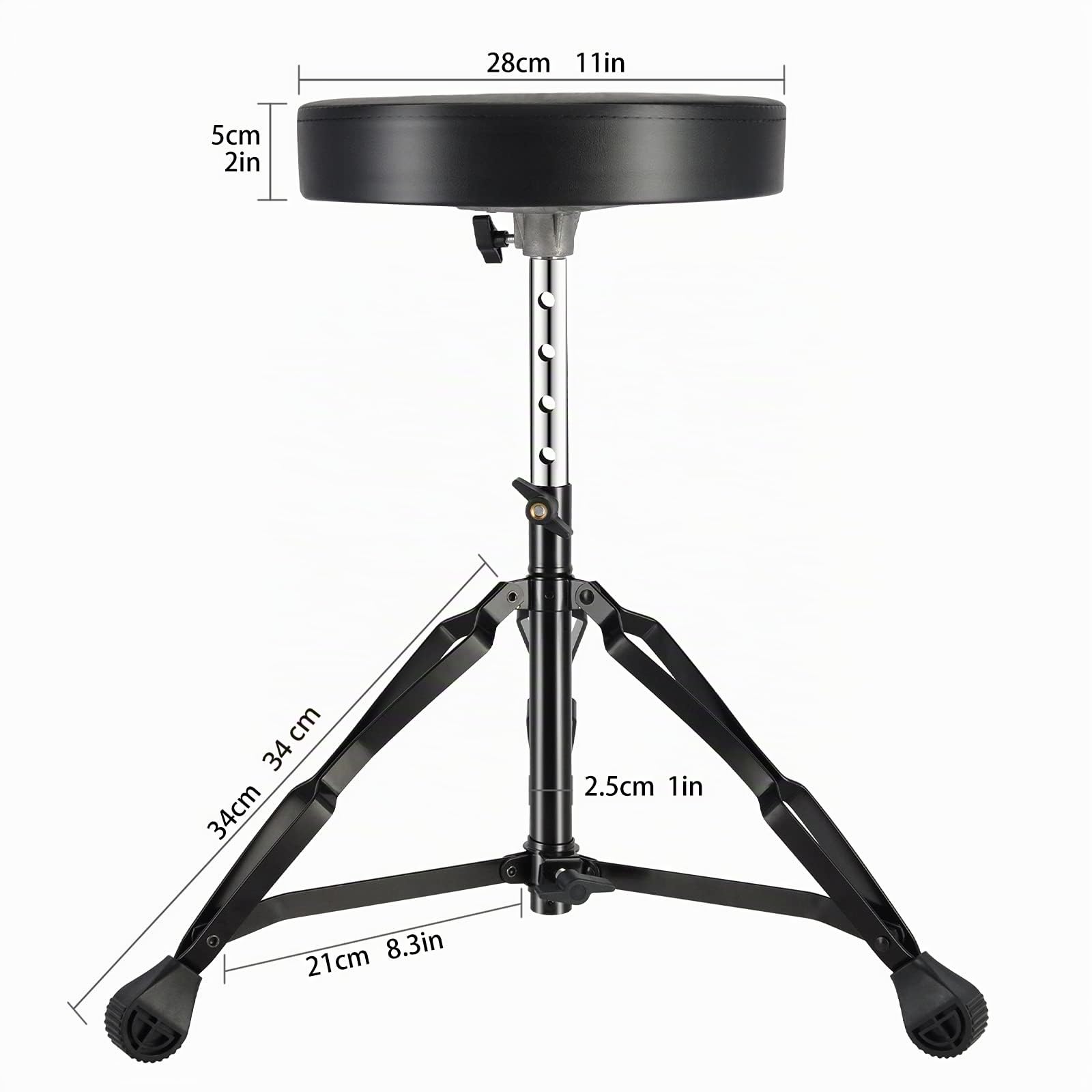 EASTROCK Taburete para Batería Ajustable Electronica, para Adultos, Negro