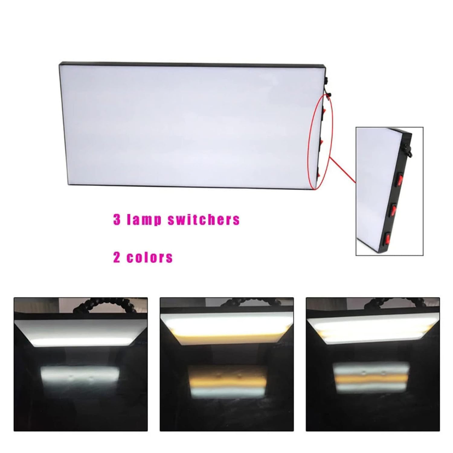 Luz LED de reparación de eliminación de abolladuras sin pintura, kit de herramientas de lámpara de tablero de línea de 3 tiras para pruebas de eliminación de abolladuras de carrocería de automóvil