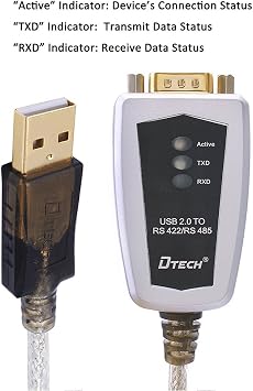 DTECH USB to RS422 RS485 Serial Port Adapter Cable with FTDI Chipset 5 Position Terminal Board for Windows 11 10 8 7 XP Mac (4 Feet)