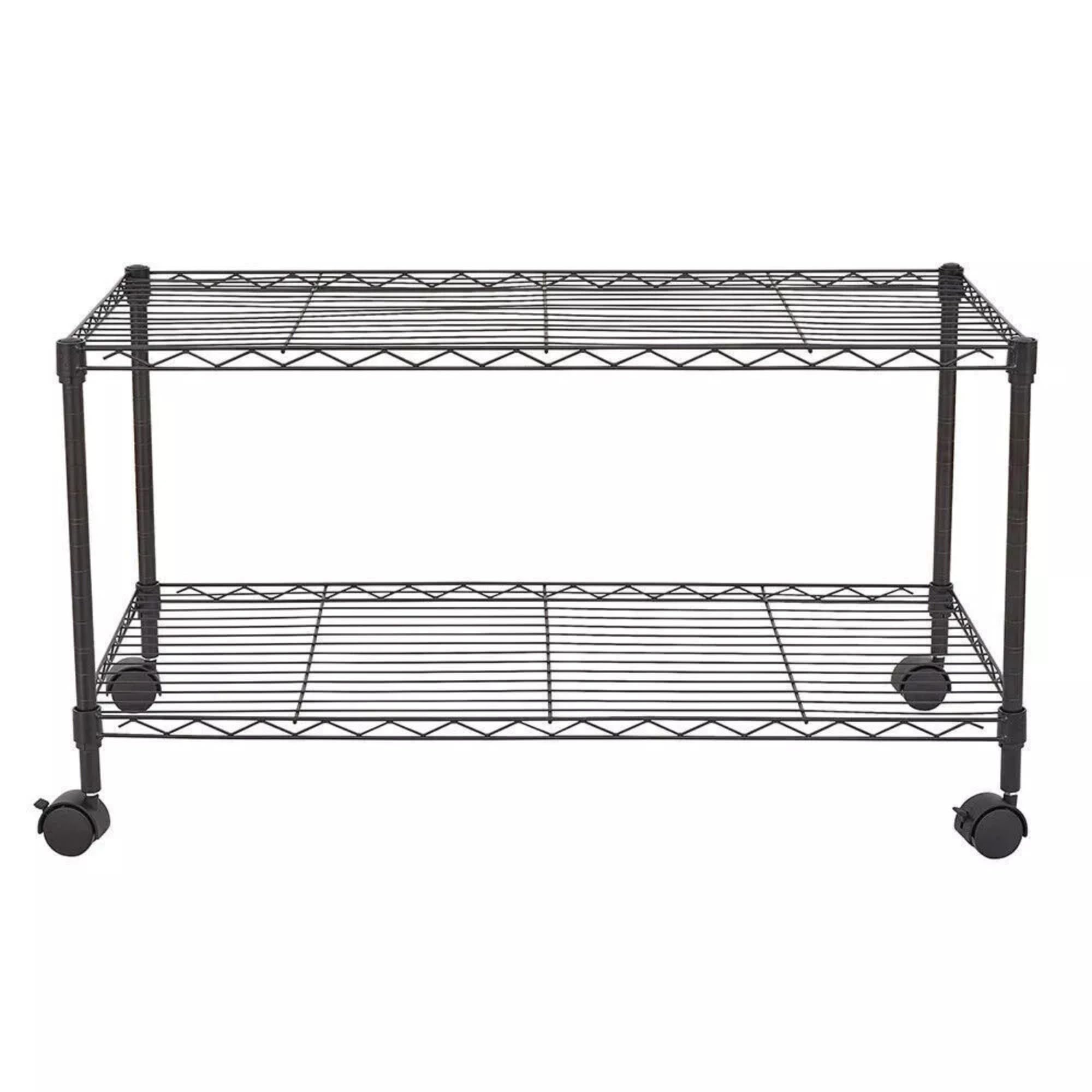 STORACK 2 Shelf Heavy Duty Height Adjustable Foldable Multipurpose Home Storage Organizer Wire Shelving Rack Shelves Size 24x14x16.3 inch, Black Powder Coating
